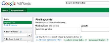 Google Adwords Select country and language